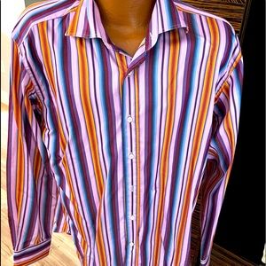 ETRO men’s button down multi colored strip shirt